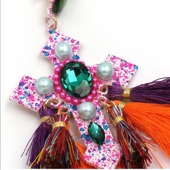 “The Cross” Gorgeous Fringe Oversized Earrings - Picture 9 of 17